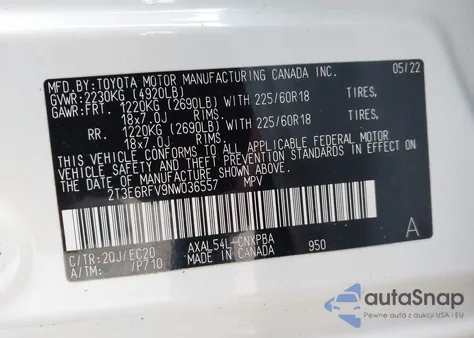 2022 Toyota Rav4 Hybrid Xse from USA, damaged, VIN 2T3E6RFV9NW036557